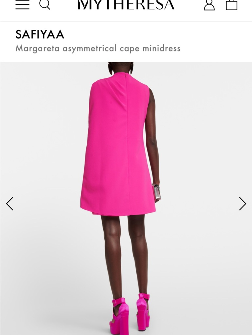 SAFIYAA Margareta Asymmetrical Cape Crepe Mini Dress - Picture 3 of 9
